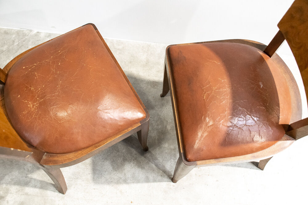 Set de six chaises cuir art déco France 1930