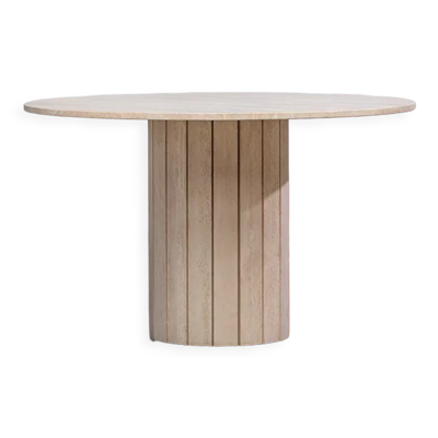 Table de salle à manger modernist circulaire en travertin 1970