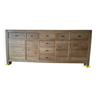 Dressoir sheesham Batamba Bois Massif 86 x 210 x 45 cm avec 8 Tiroirs - 4 portes