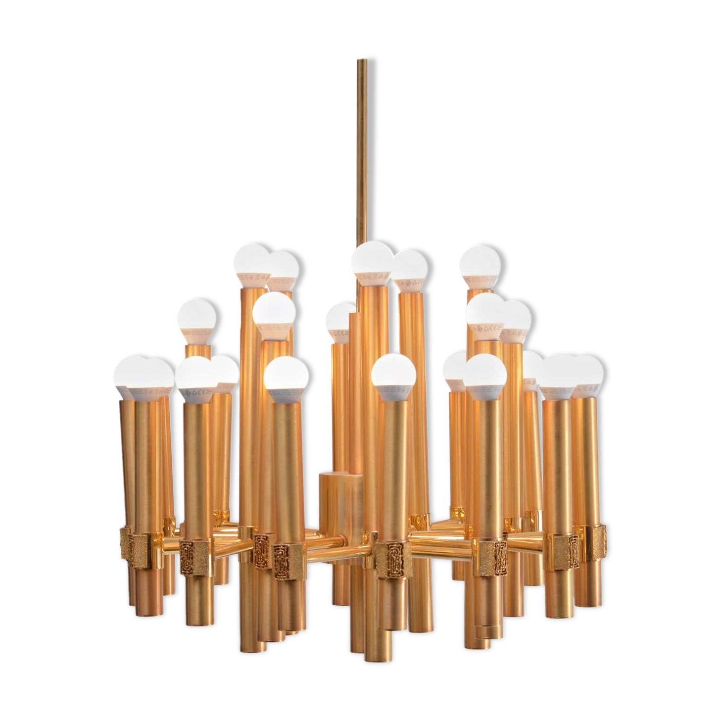 Golden chandelier by Angelo Brotto for Esperia Italia