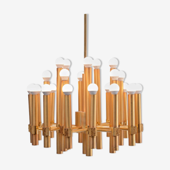 Golden chandelier by Angelo Brotto for Esperia Italia