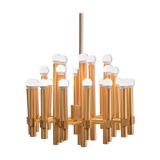 Golden chandelier by Angelo Brotto for Esperia Italia