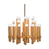 Golden chandelier by Angelo Brotto for Esperia Italia