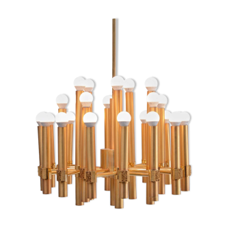 Golden chandelier by Angelo Brotto for Esperia Italia