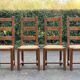4 Vintage Farmhouse Style Solid Wood Straw Dining Chairs