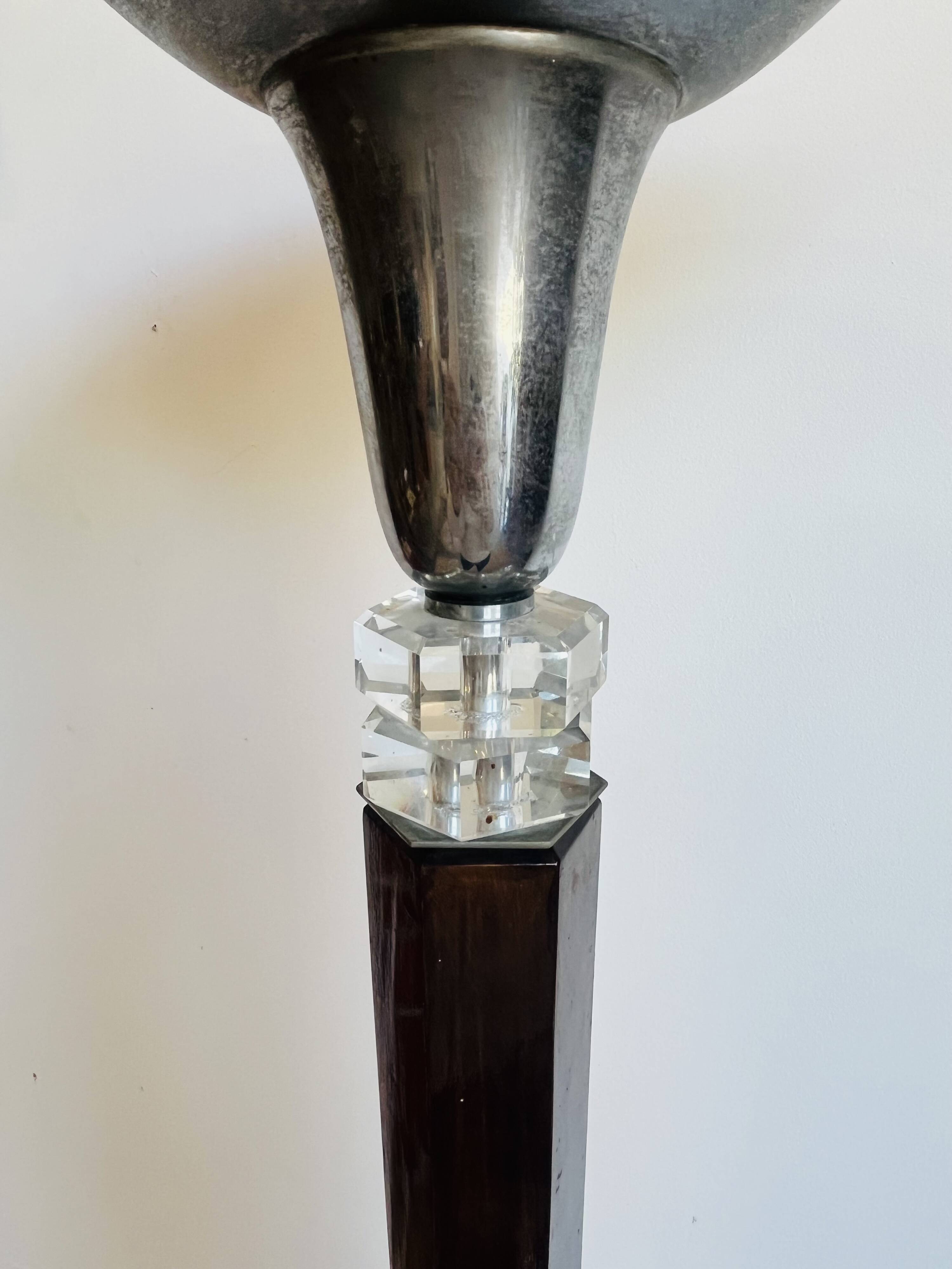 Art Deco floor lamp in wood and chromed metal – 1930s