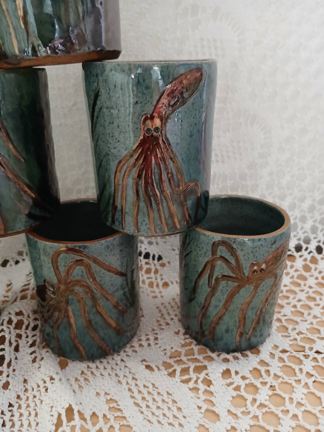 6 vintage handmade cups/mugs