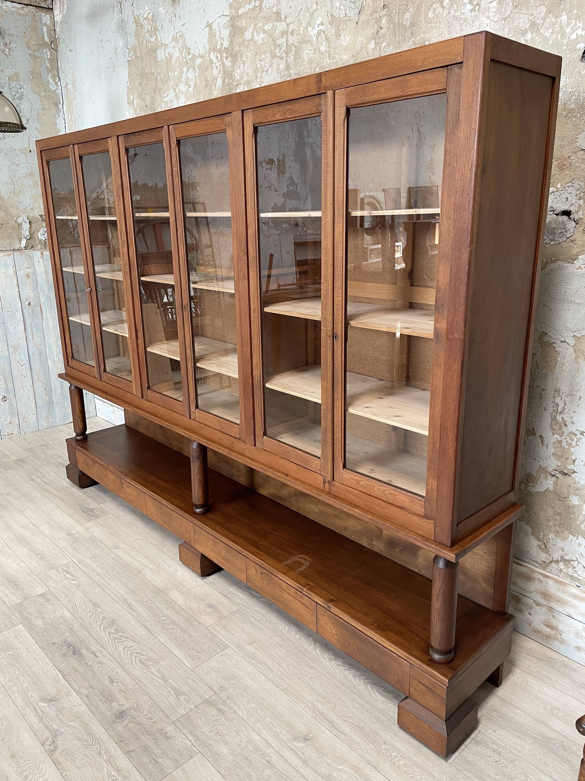 Solid wood display cabinet.