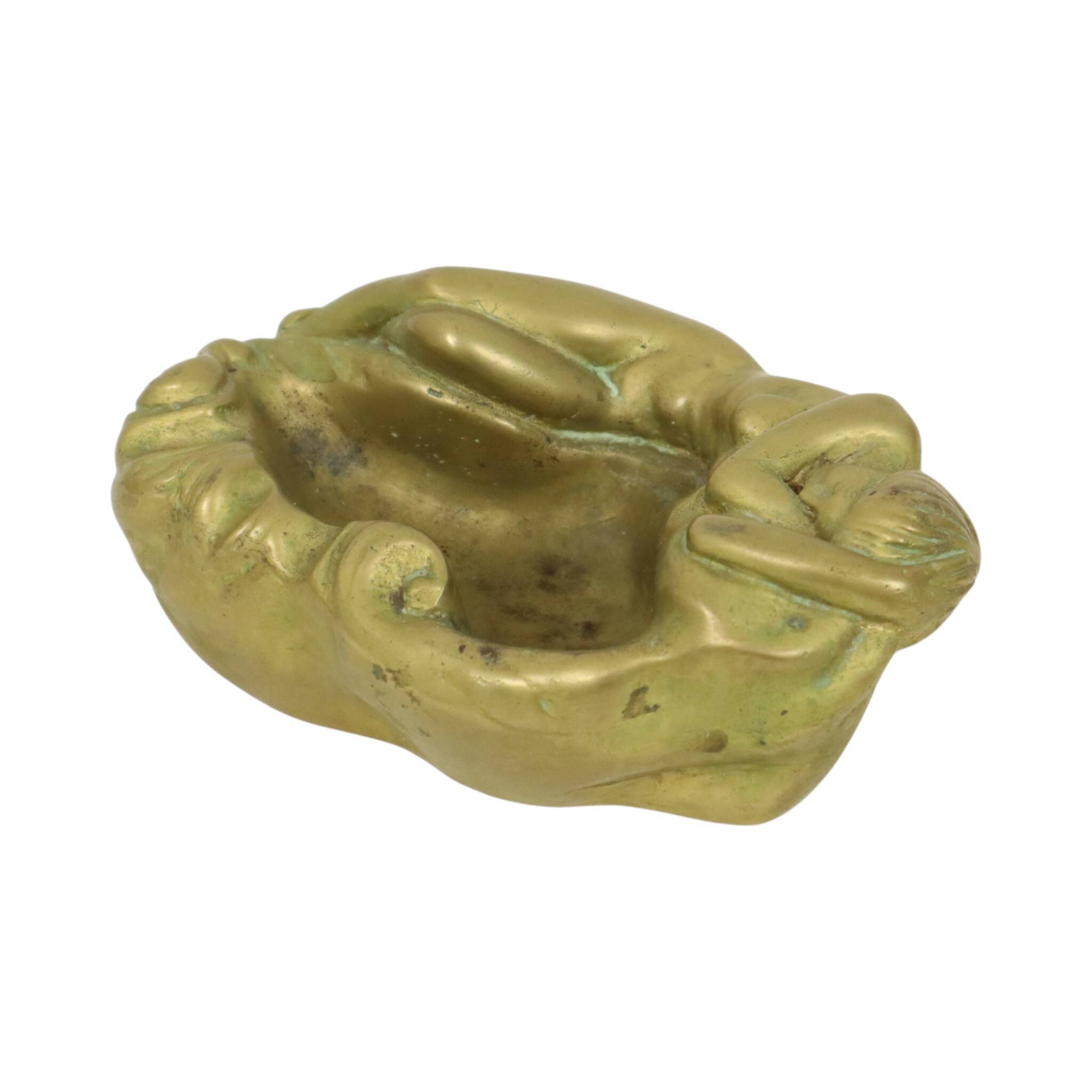 Vintage Brass Ashtray Vide Poche Female Nude