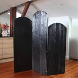Paravent en bois brûlé pièce unique