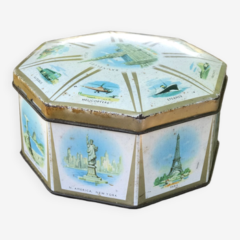 Painted metal box from the 1950s