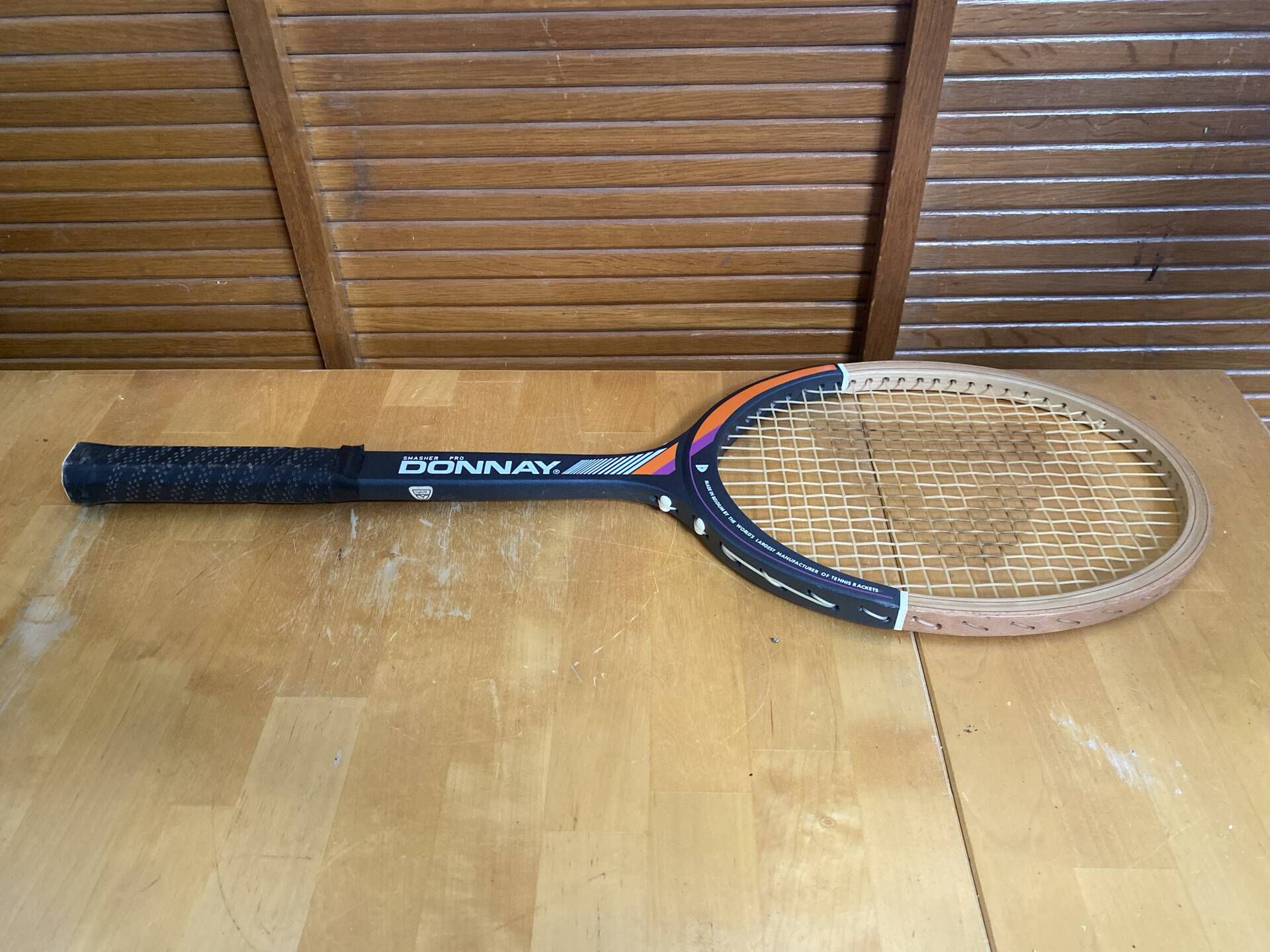 Vintage donnay smasher pro wooden tennis racket + donnay vintage cover