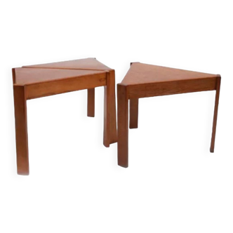 Série 3 Tables Nomme Bois 1970