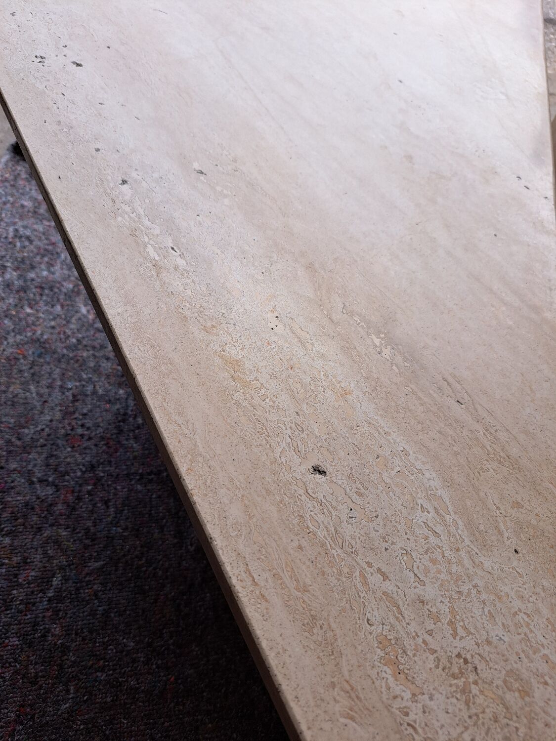 Travertine coffee table.