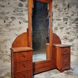 Art Deco mahogany dressing table with bevelled tilting mirror, France, 1920s–1930s.