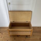 Banc coffre en rotin années 1960