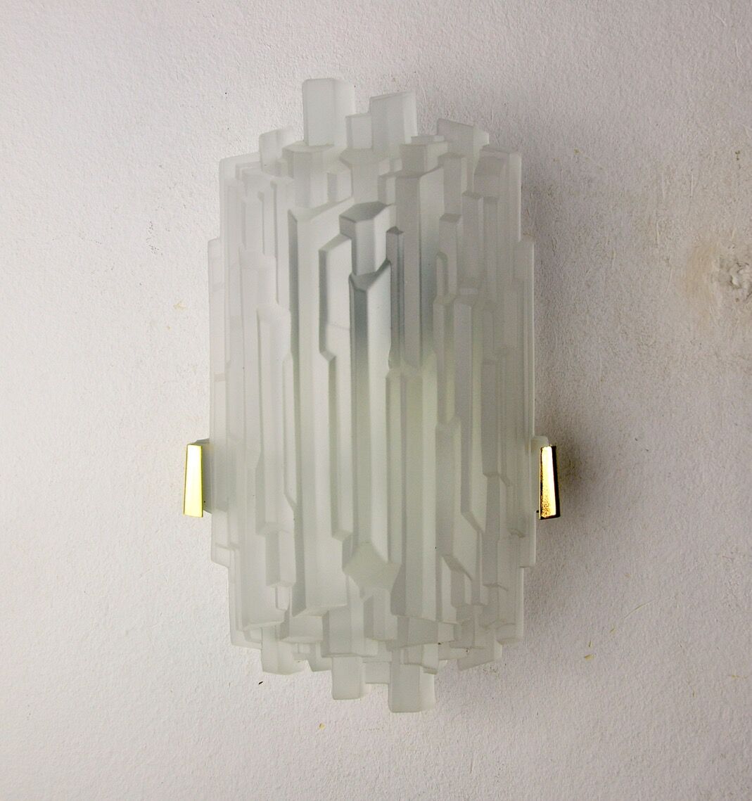 Wall lamp J.T Kalmar, frosted glass Austria 1970