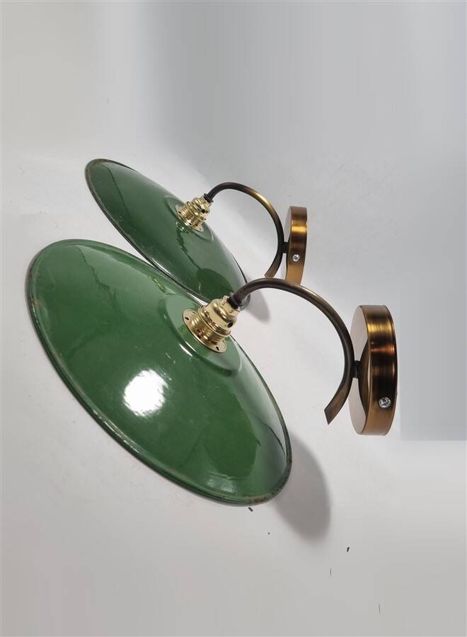Pair of enameled sheet metal wall lights