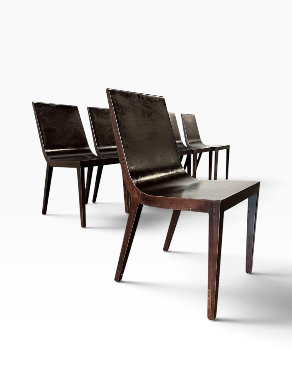 Set of 6 vintage curved wooden chairs