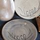 Duo of ceramic plates decorated with vintage foliage