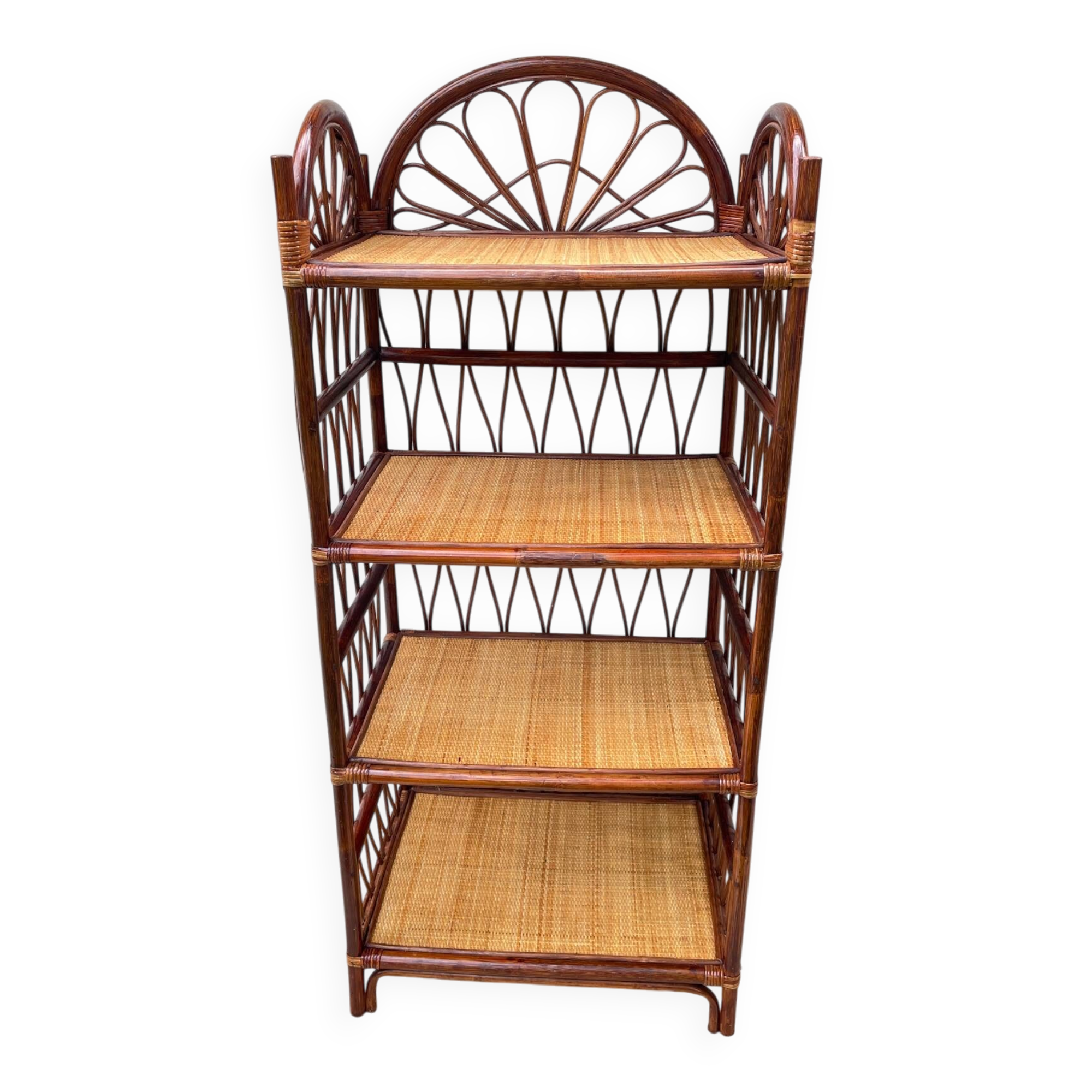 Etagere bambou et rotin vintage