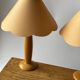 2 vintage wooden and fabric bedside lamps