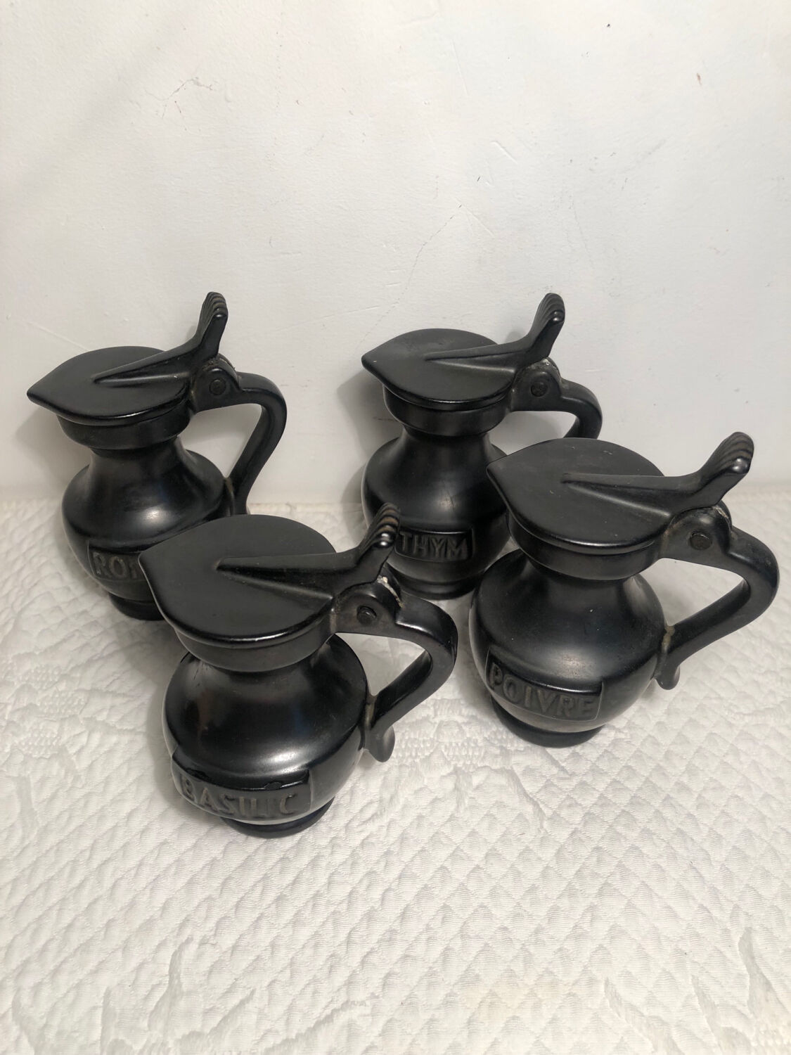 Set of vintage ceramic pitchers