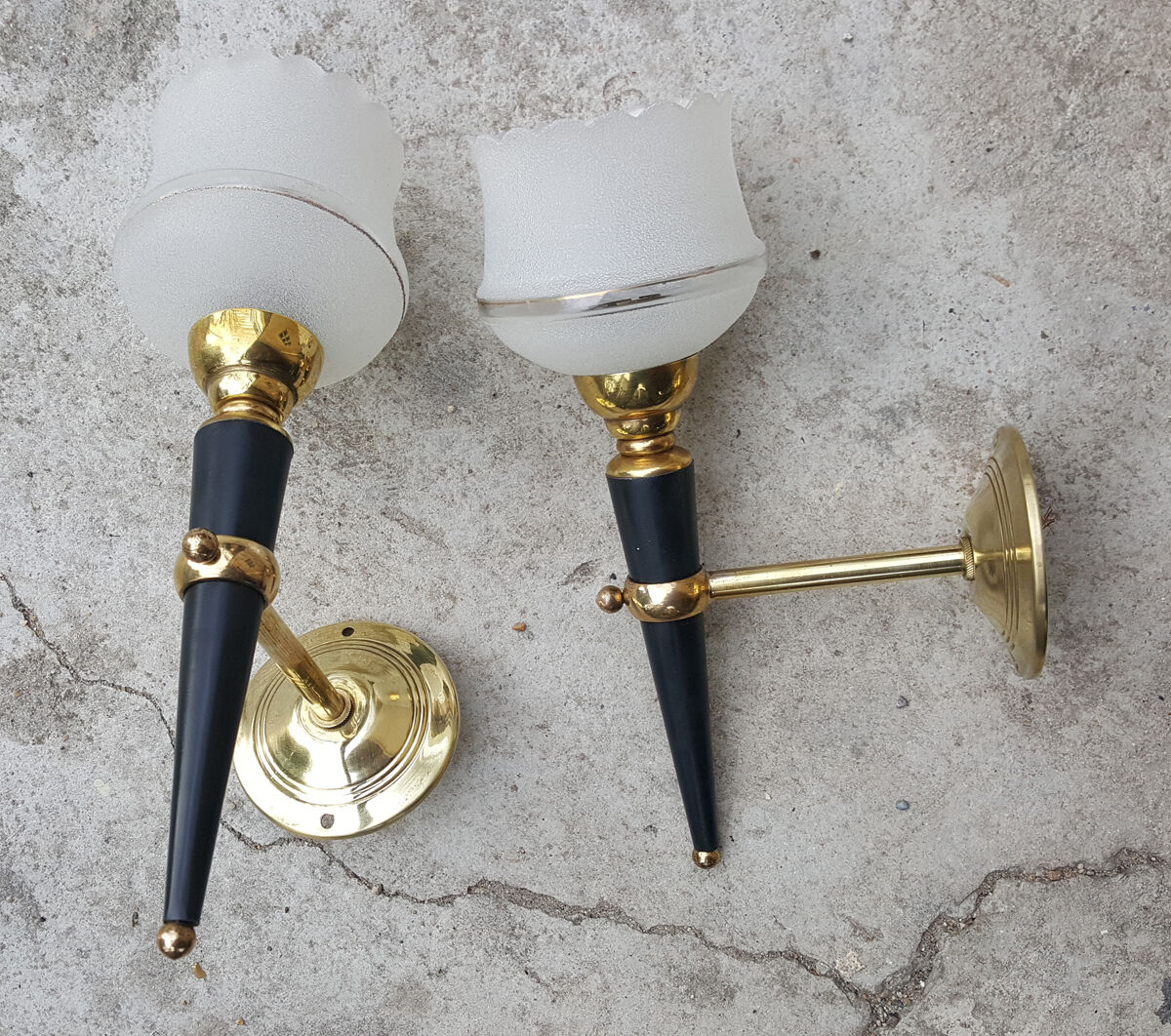 Pair of 60s vintage brass sconces