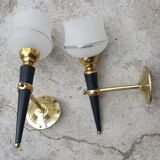 Pair of 60s vintage brass sconces