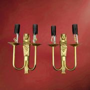 Pair of gilt brass wall lights in Empire style, Egyptian revival – 1940s-50s