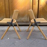 Scandinavian chairs with metal brace