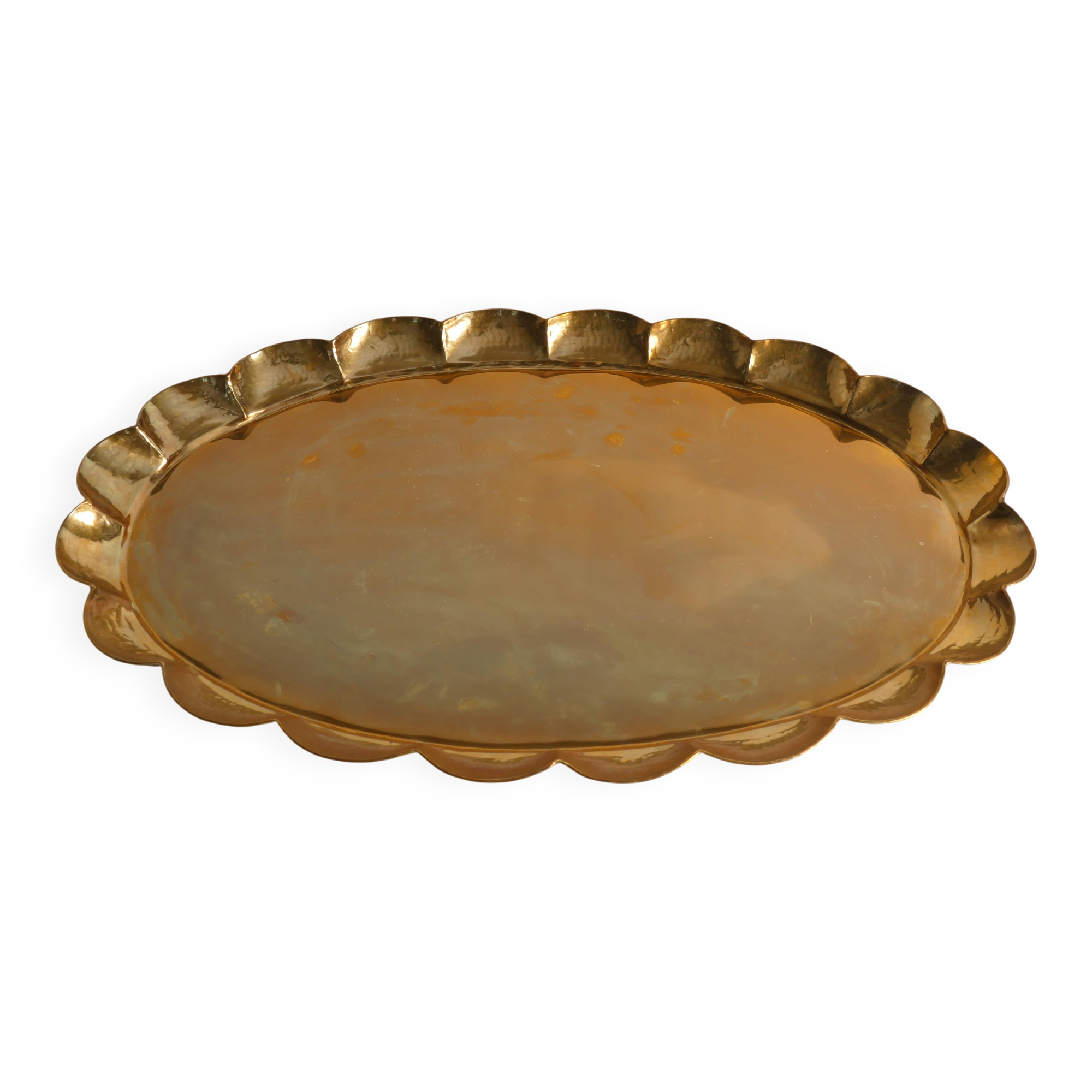 Hollywood Regency Oval Brass Tray by Arvid Johansson, Arvika Konstsmide, Sweden
