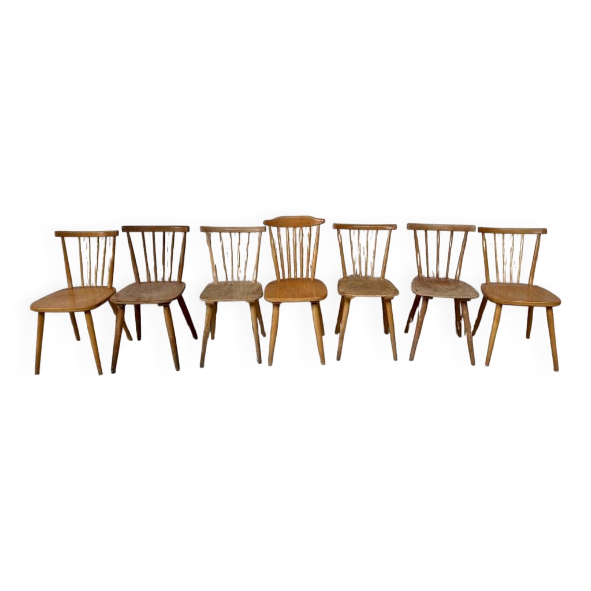 Set of 7 antique bistro chairs