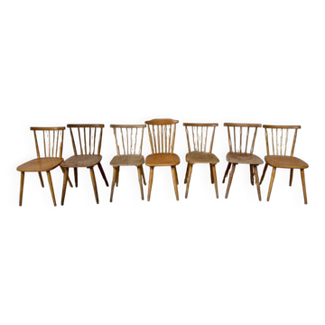 Set of 7 antique bistro chairs