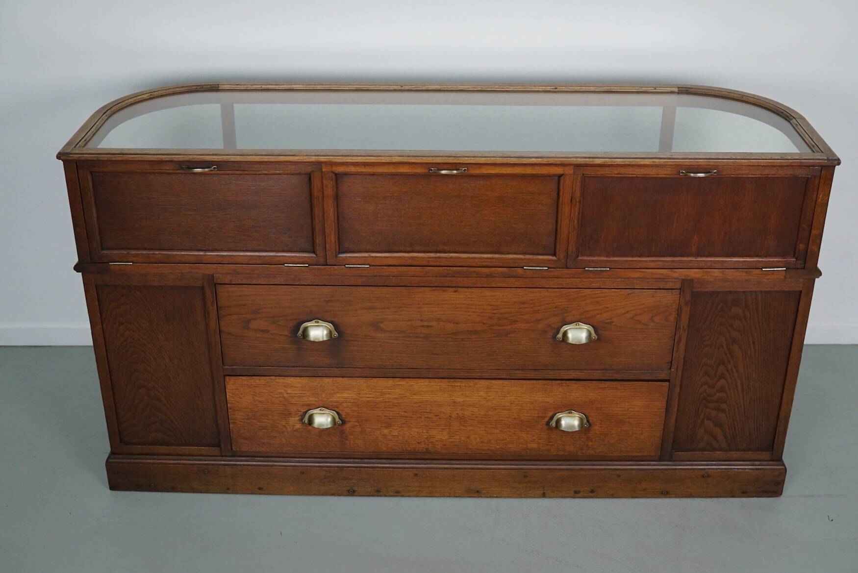 Antique Oak Jewellery Cabinet or Shop Counter, Early 20th Century