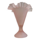 Ancien Vase Corolle en Verre Givré Rose Travail Italien Vintage Murano Empoli ??