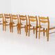 Set of 6 brutalist chairs in oak by Henning Kjaernulf