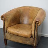 Vintage club chair in cognac-coloured leather Netherlands