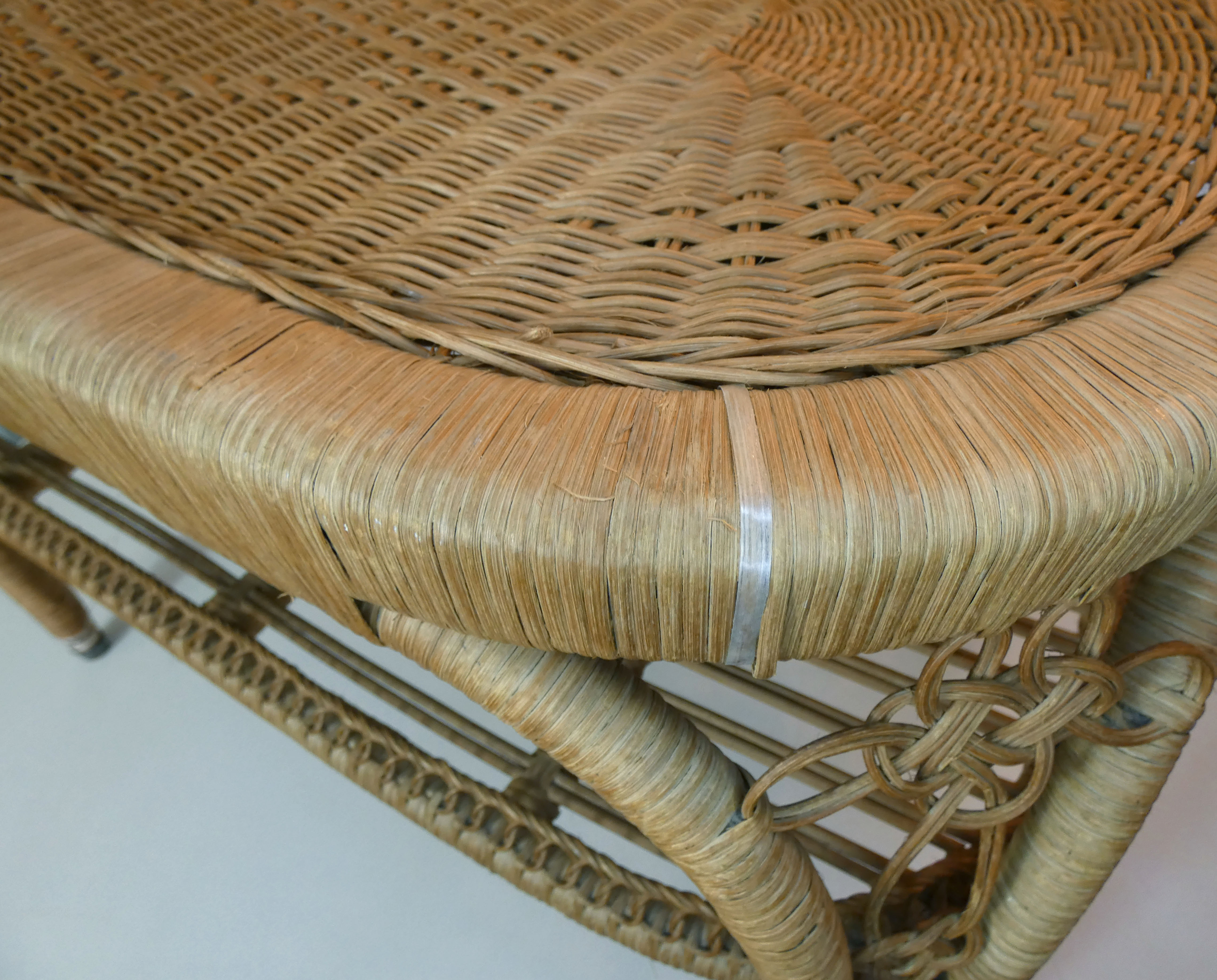 Old vintage rattan coffee table