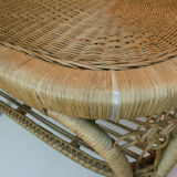 Old vintage rattan coffee table
