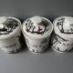 Lot of 3 pots Salins, Lucullus, grey decoration signed, 60s