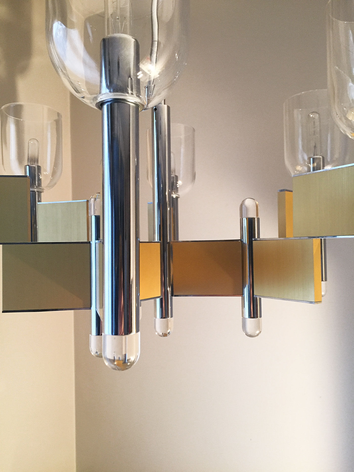 Chandelier from Sciolari chrome-gold and glass. 1970