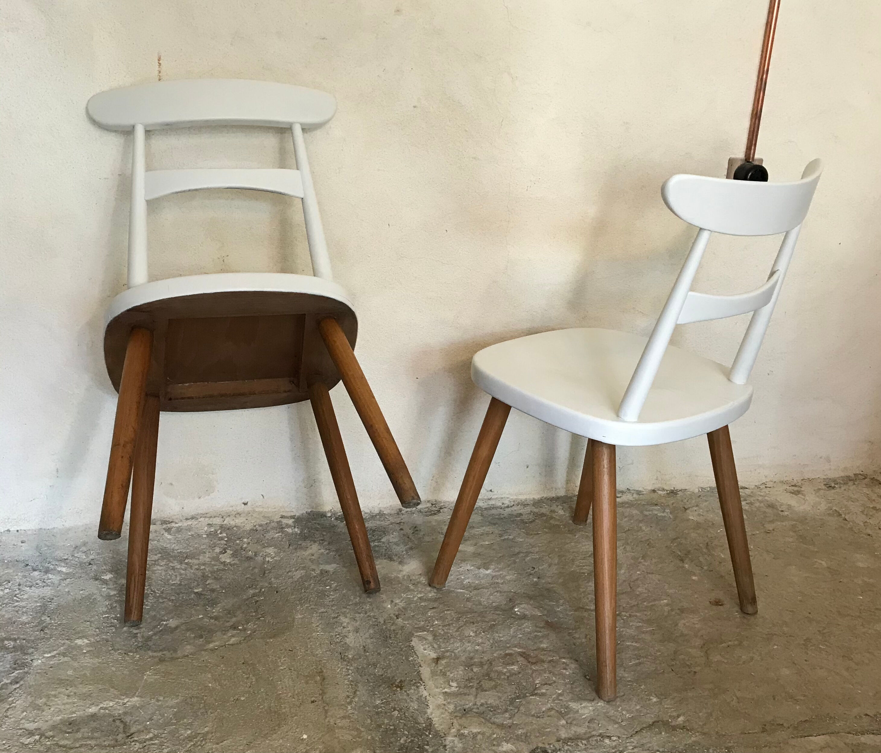 Pair of vintage compass foot chairs