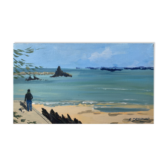 Table HST "seaside" Bretagne Marine signed S. Desurnont