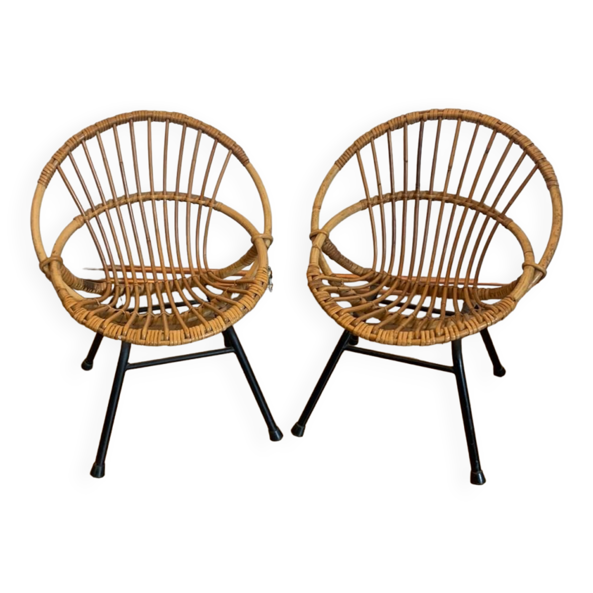 Pair of rattan armchairs for children