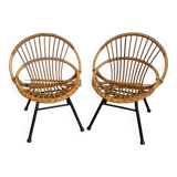 Pair of rattan armchairs for children