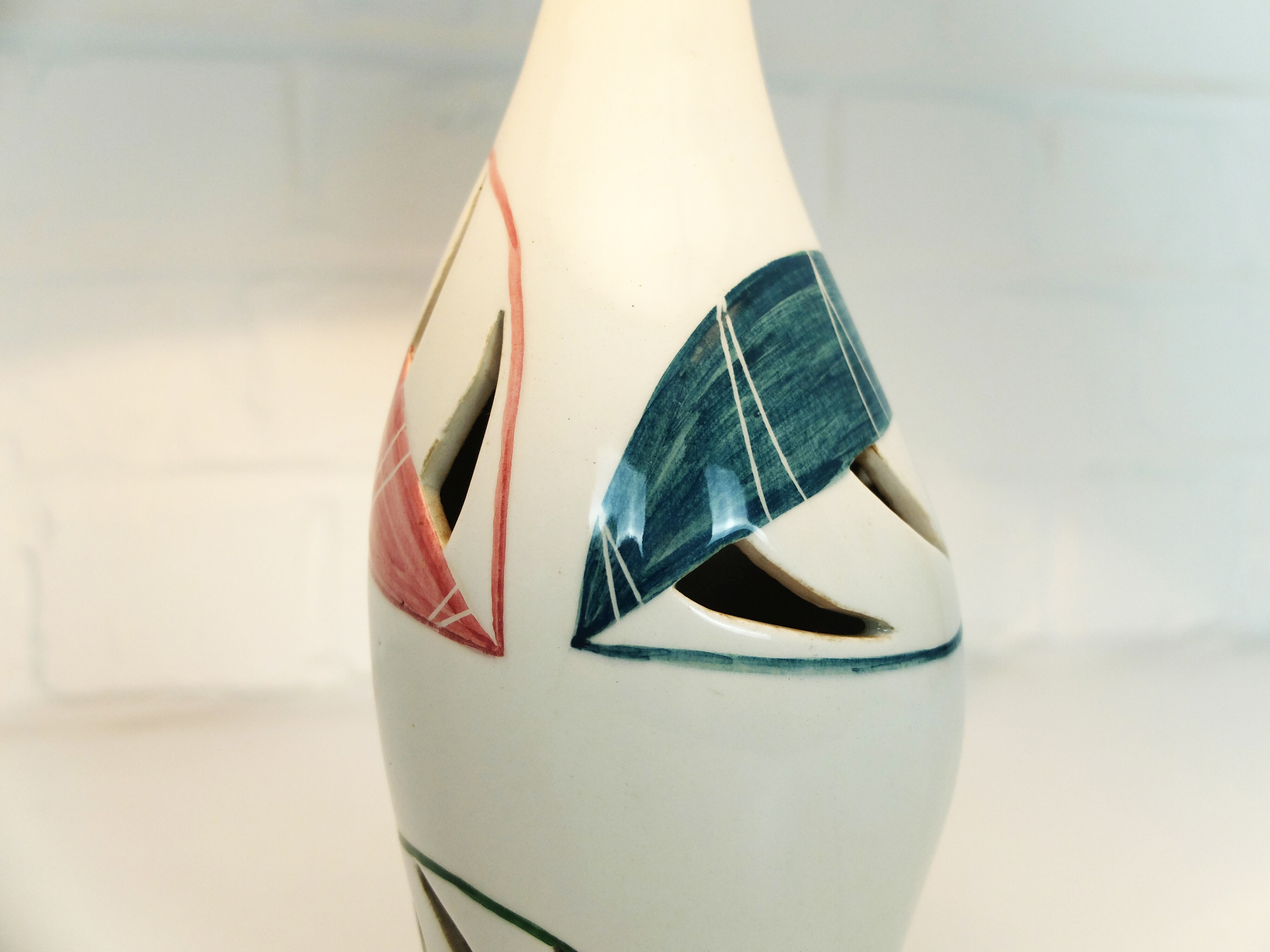 Hand painted ceramic table lamp, Mid-Century, Italy 1950s