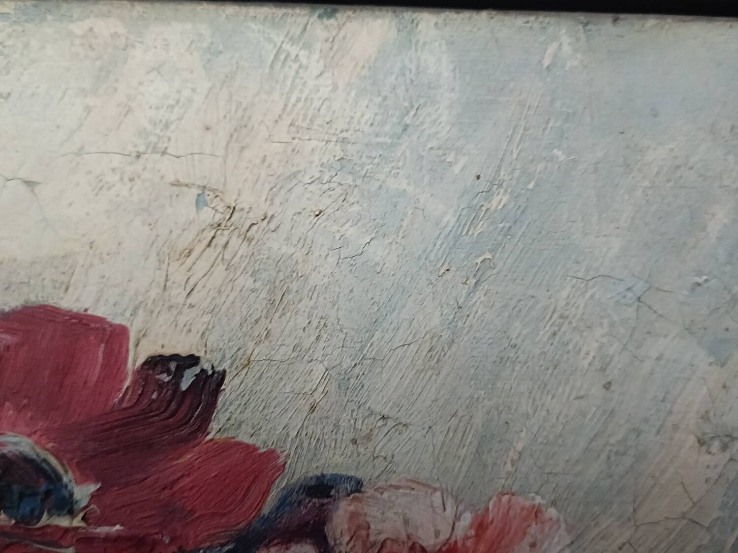 Grande huile sur toile, vase fleuri, Gustav Choley
