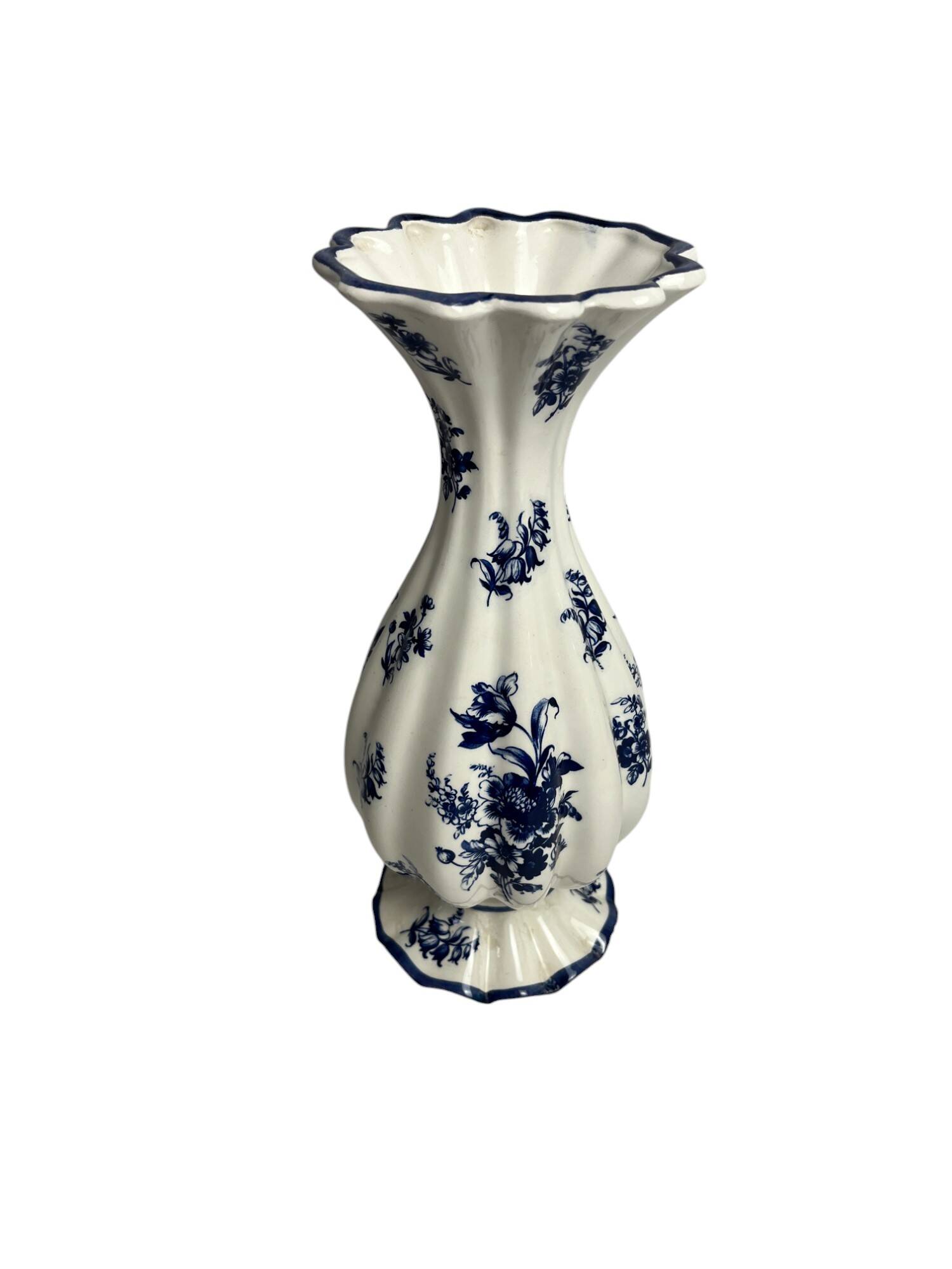 Capodimonte, blue and white ruffled vase, Italy, 20th century