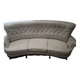 Vintage white curved tufted three-seater canapé
